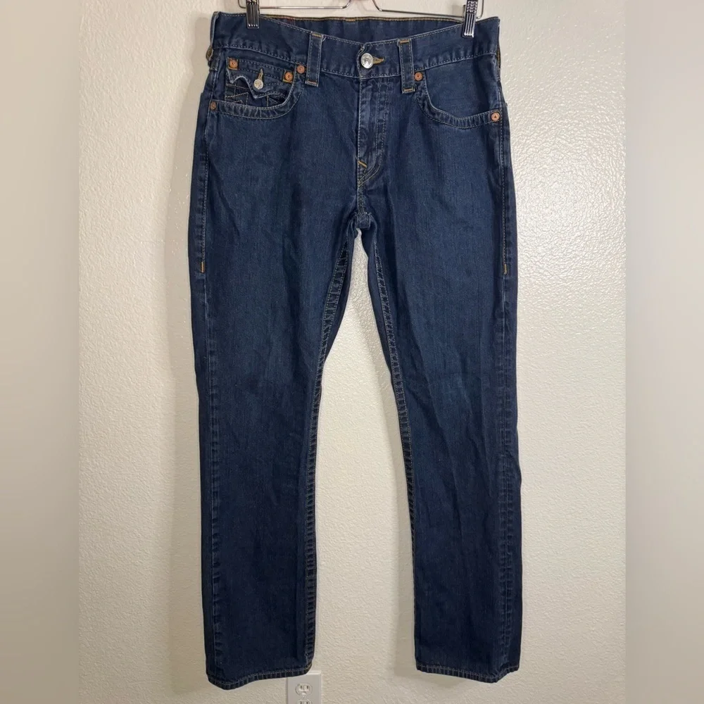 True Religion Acid Wash Denim Size 33 Jeans 100% Cotton Made In Mexico.